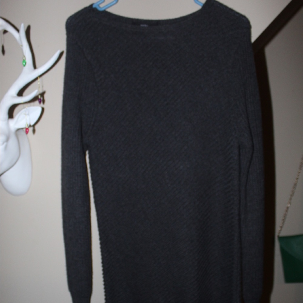 asymmetrical gray sweater